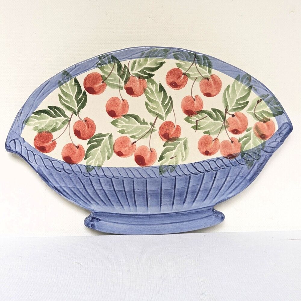 Vintage Italian Ceramic Cherry Trivet | Hand-Painted RM Pottery Italy